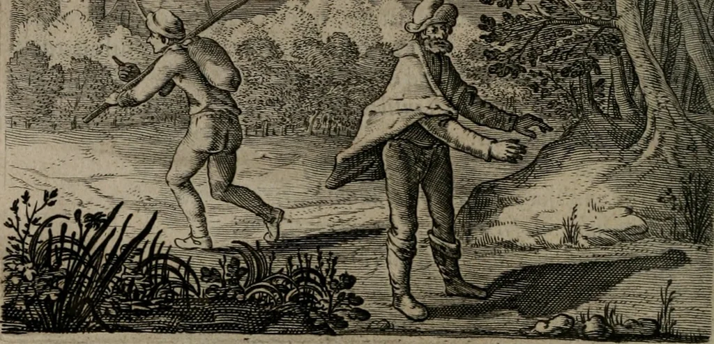 An illustration from Emblemata Florentii Schoonhovii I.C. Goudani : partim moralia partim etiam civilia : cum latiori eorundem ejusdem auctoris interpretatione : accedunt et alia quaedam poëmatia in alijs poematum suorum libris non contenta, 1648, leaf 33