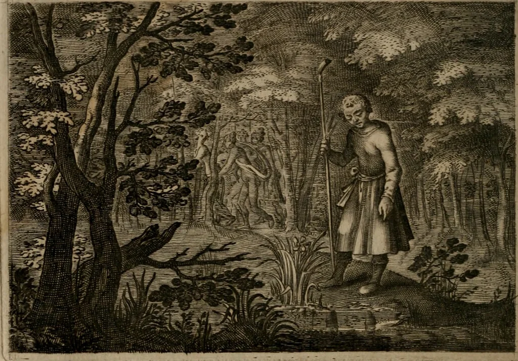 An illustration from Emblemata Florentii Schoonhovii I.C. Goudani, : partim moralia, partim etiam civilia. Cum latiori eorundem ejusdem auctoris interpretatione., 1618, leaf 145