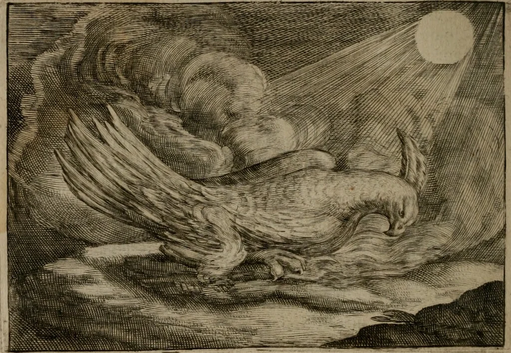 An illustration from Emblemata Florentii Schoonhovii I.C. Goudani, : partim moralia, partim etiam civilia. Cum latiori eorundem ejusdem auctoris interpretatione., 1618, leaf 147