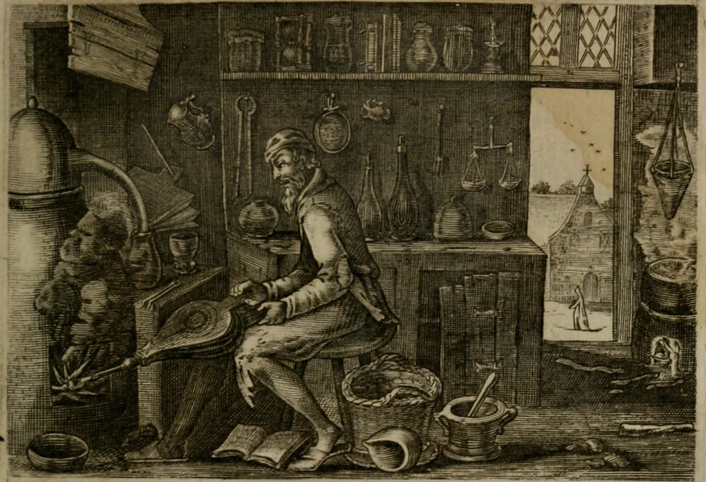An illustration from Emblemata Florentii Schoonhovii I.C. Goudani, : partim moralia, partim etiam civilia. Cum latiori eorundem ejusdem auctoris interpretatione., 1618, leaf 158