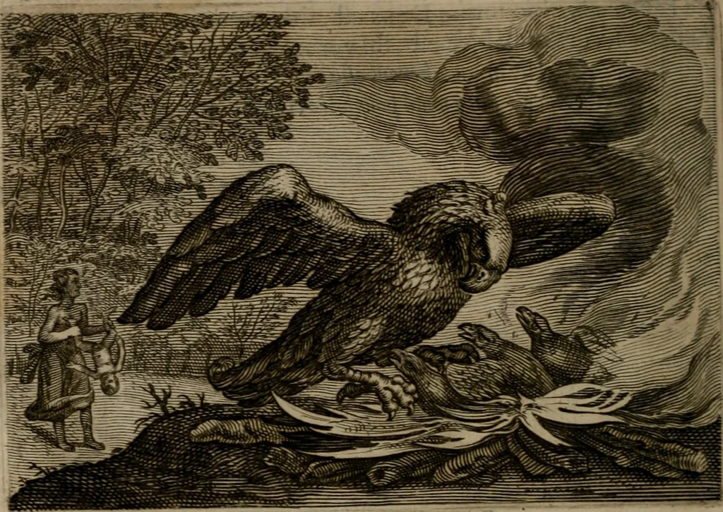 An illustration from Emblemata Florentii Schoonhovii I.C. Goudani, : partim moralia, partim etiam civilia. Cum latiori eorundem ejusdem auctoris interpretatione., 1618, leaf 163