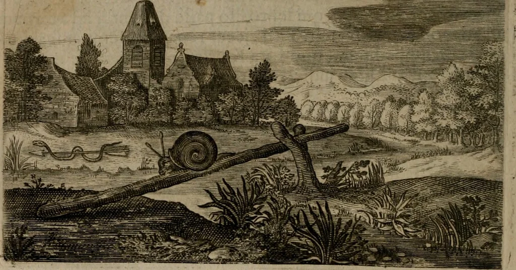 An illustration from Emblemata Florentii Schoonhovii I.C. Goudani, : partim moralia, partim etiam civilia. Cum latiori eorundem ejusdem auctoris interpretatione., 1618, leaf 169