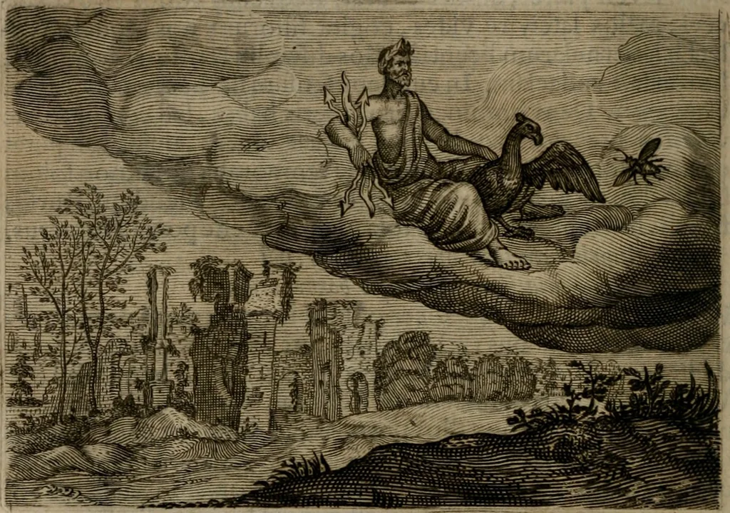 An illustration from Emblemata Florentii Schoonhovii I.C. Goudani, : partim moralia, partim etiam civilia. Cum latiori eorundem ejusdem auctoris interpretatione., 1618, leaf 179