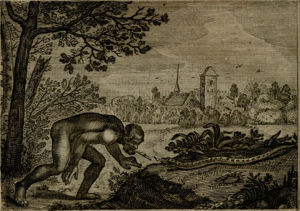 An illustration from Emblemata Florentii Schoonhovii I.C. Goudani, : partim moralia, partim etiam civilia. Cum latiori eorundem ejusdem auctoris interpretatione., 1618, leaf 181