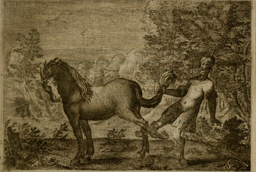 An illustration from Emblemata Florentii Schoonhovii I.C. Goudani, : partim moralia, partim etiam civilia. Cum latiori eorundem ejusdem auctoris interpretatione., 1618, leaf 184