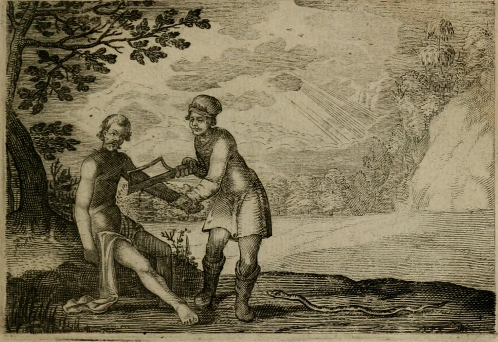 An illustration from Emblemata Florentii Schoonhovii I.C. Goudani, : partim moralia, partim etiam civilia. Cum latiori eorundem ejusdem auctoris interpretatione., 1618, leaf 210