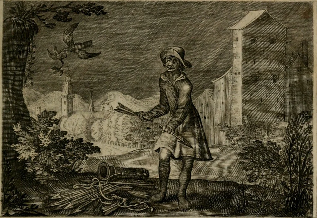 An illustration from Emblemata Florentii Schoonhovii I.C. Goudani, : partim moralia, partim etiam civilia. Cum latiori eorundem ejusdem auctoris interpretatione., 1618, leaf 218