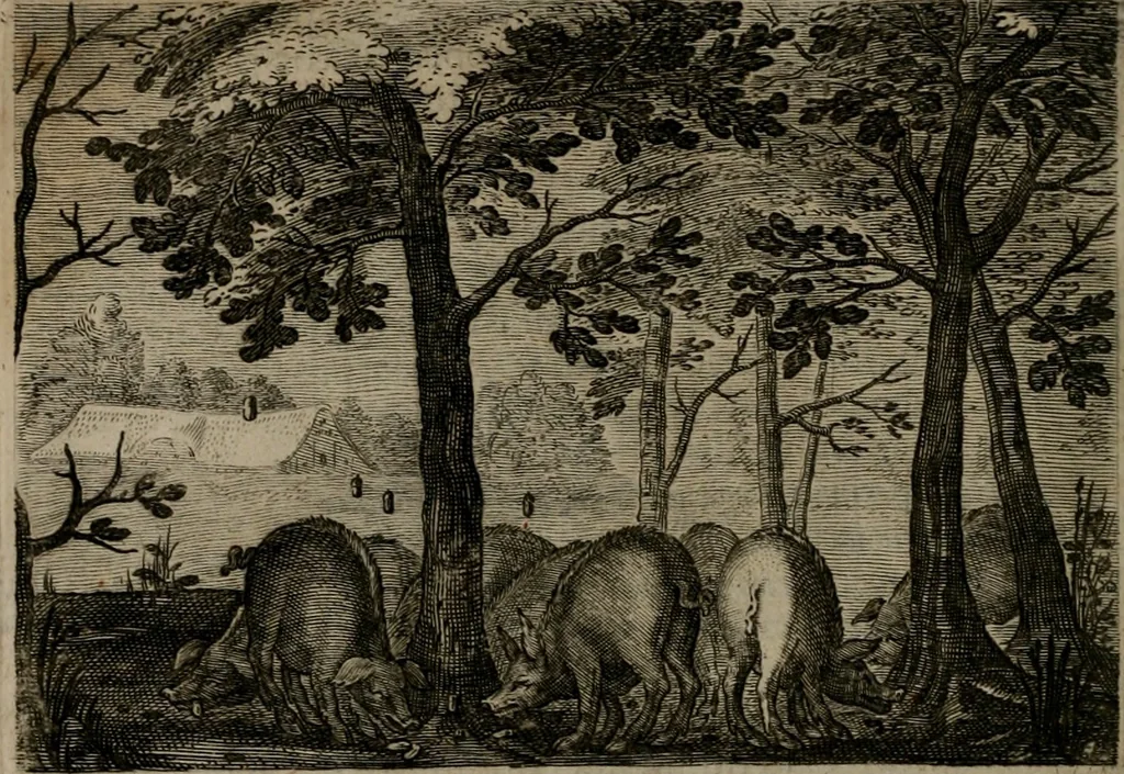 An illustration from Emblemata Florentii Schoonhovii I.C. Goudani, : partim moralia, partim etiam civilia. Cum latiori eorundem ejusdem auctoris interpretatione., 1618, leaf 221