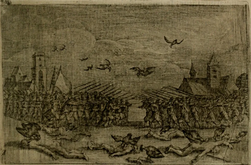 An illustration from Emblemata Florentii Schoonhovii I.C. Goudani, : partim moralia, partim etiam civilia. Cum latiori eorundem ejusdem auctoris interpretatione., 1618, leaf 26
