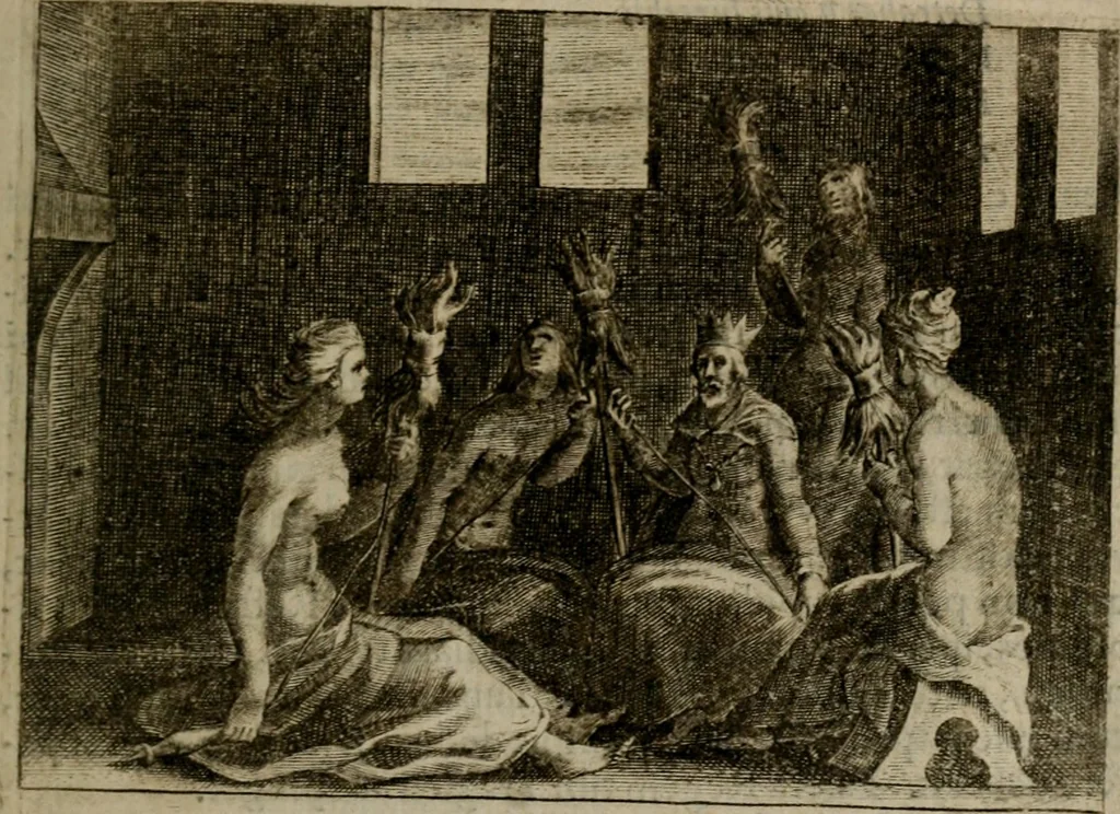 An illustration from Emblemata Florentii Schoonhovii I.C. Goudani, : partim moralia, partim etiam civilia. Cum latiori eorundem ejusdem auctoris interpretatione., 1618, leaf 38