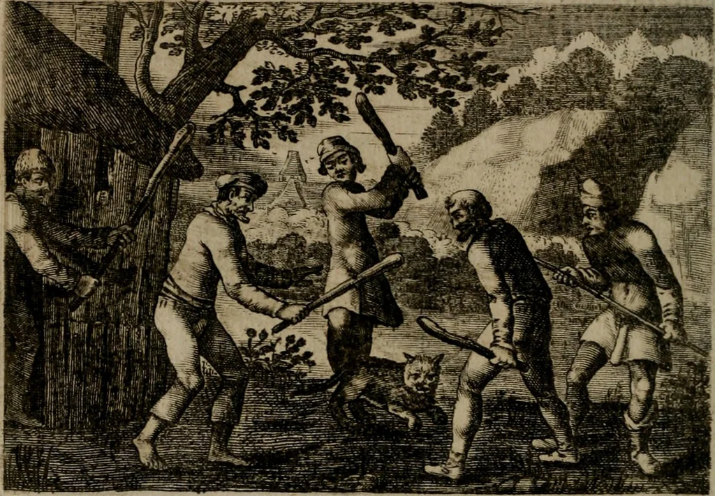 An illustration from Emblemata Florentii Schoonhovii I.C. Goudani, : partim moralia, partim etiam civilia. Cum latiori eorundem ejusdem auctoris interpretatione., 1618, leaf 45