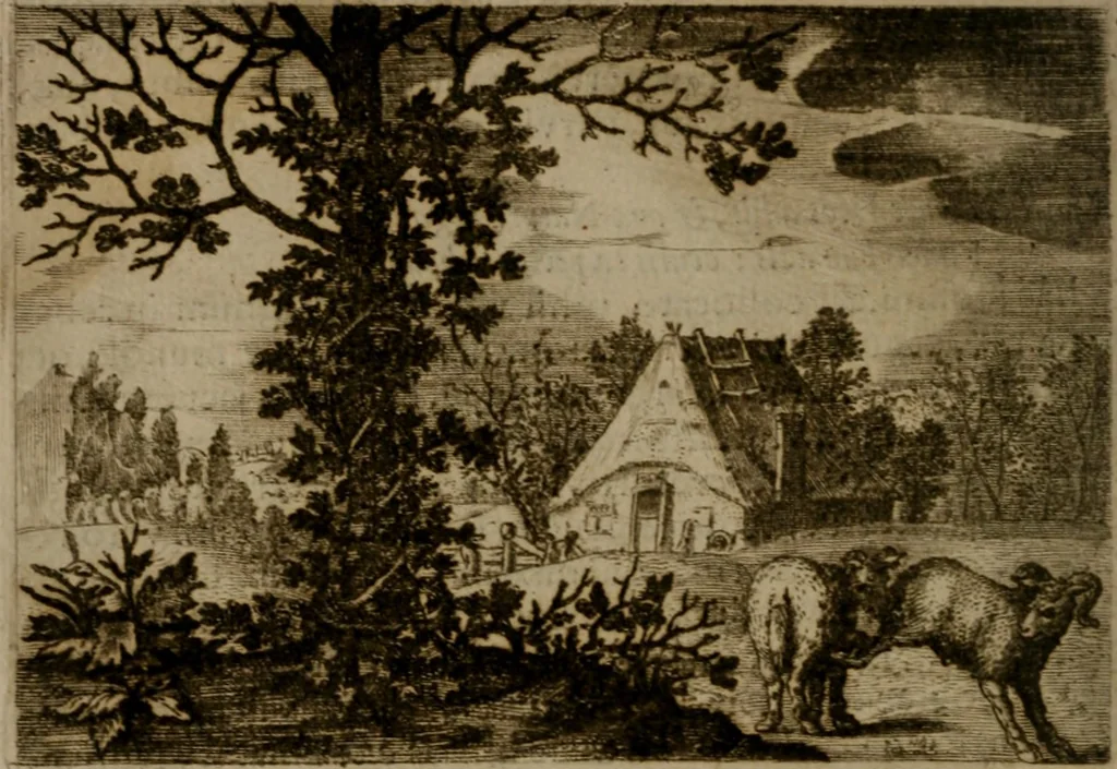 An illustration from Emblemata Florentii Schoonhovii I.C. Goudani, : partim moralia, partim etiam civilia. Cum latiori eorundem ejusdem auctoris interpretatione., 1618, leaf 55