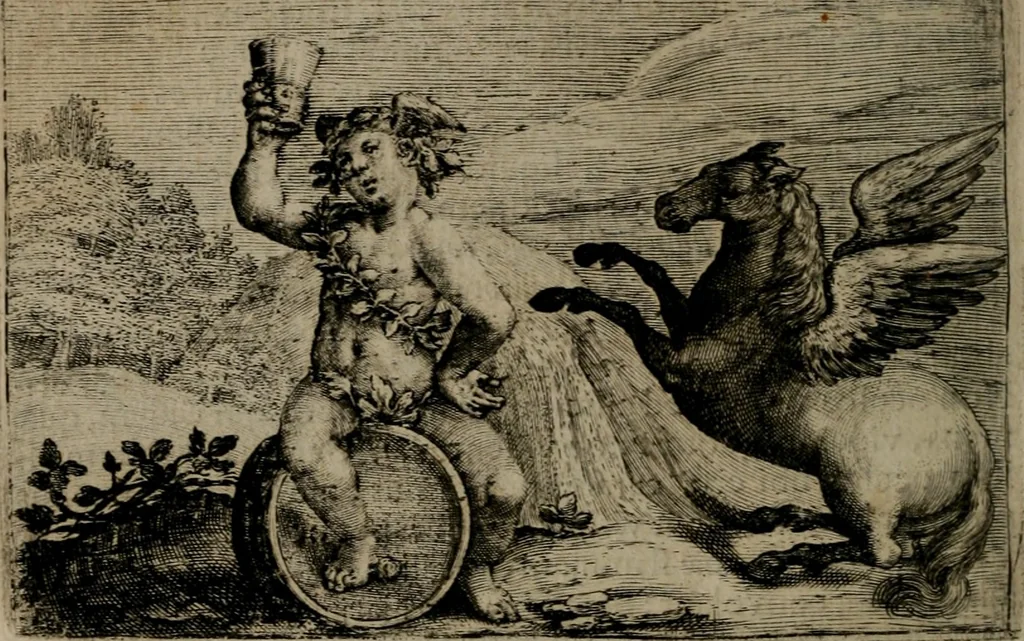 An illustration from Emblemata Florentii Schoonhovii I.C. Goudani, : partim moralia, partim etiam civilia. Cum latiori eorundem ejusdem auctoris interpretatione., 1618, leaf 67