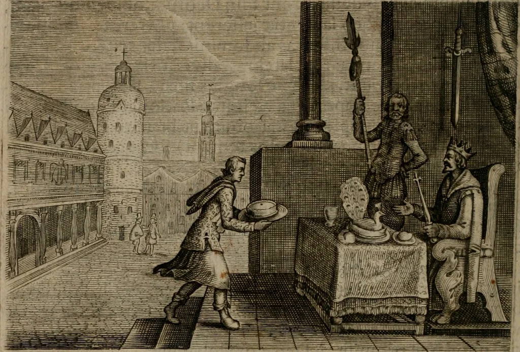 An illustration from Emblemata Florentii Schoonhovii I.C. Goudani, : partim moralia, partim etiam civilia. Cum latiori eorundem ejusdem auctoris interpretatione., 1618, leaf 93