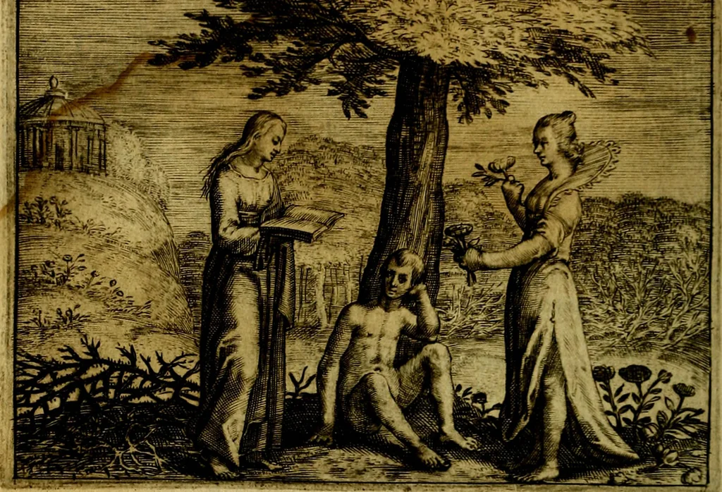 An illustration from Emblemata Florentii Schoonhovii, partim moralia, partim etiam civilia. Cum latiori eorundem ejusdem auctoris interpretatione. Accedunt et alia quædam poëmatia in alijs poëmatum suorum libris non contenta, 1618, leaf 113
