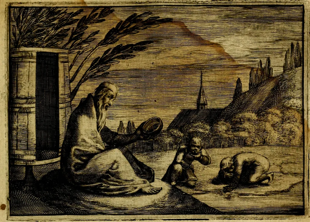 An illustration from Emblemata Florentii Schoonhovii, partim moralia, partim etiam civilia. Cum latiori eorundem ejusdem auctoris interpretatione. Accedunt et alia quædam poëmatia in alijs poëmatum suorum libris non contenta, 1618, leaf 130