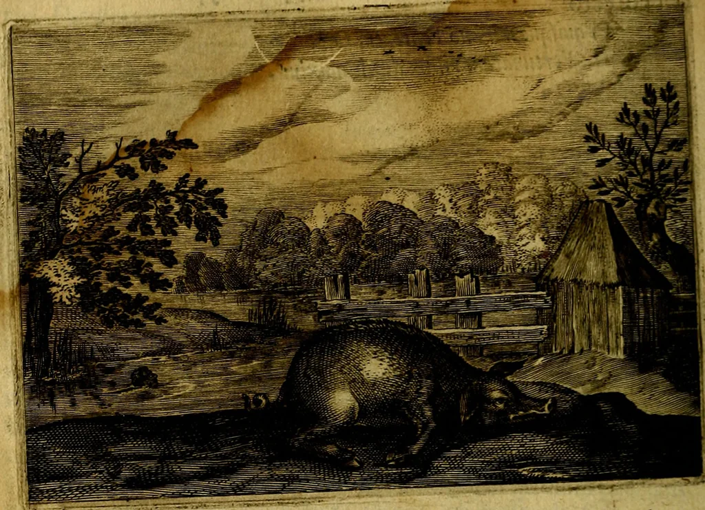 An illustration from Emblemata Florentii Schoonhovii, partim moralia, partim etiam civilia. Cum latiori eorundem ejusdem auctoris interpretatione. Accedunt et alia quædam poëmatia in alijs poëmatum suorum libris non contenta, 1618, leaf 133