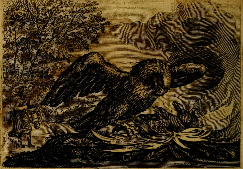An illustration from Emblemata Florentii Schoonhovii, partim moralia, partim etiam civilia. Cum latiori eorundem ejusdem auctoris interpretatione. Accedunt et alia quædam poëmatia in alijs poëmatum suorum libris non contenta, 1618, leaf 155