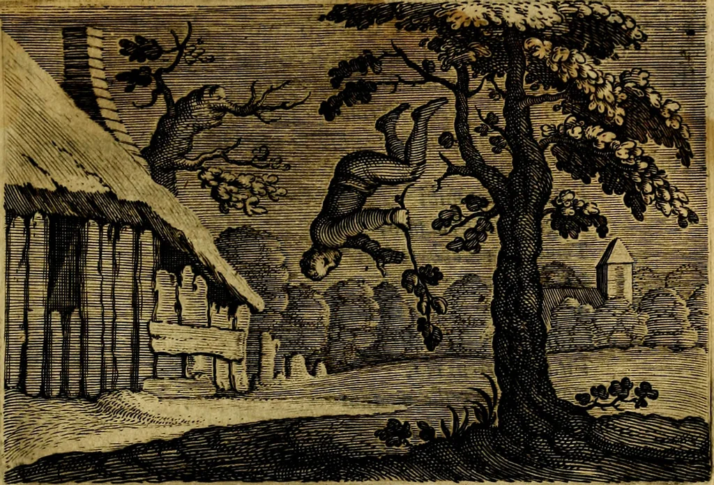 An illustration from Emblemata Florentii Schoonhovii, partim moralia, partim etiam civilia. Cum latiori eorundem ejusdem auctoris interpretatione. Accedunt et alia quædam poëmatia in alijs poëmatum suorum libris non contenta, 1618, leaf 44