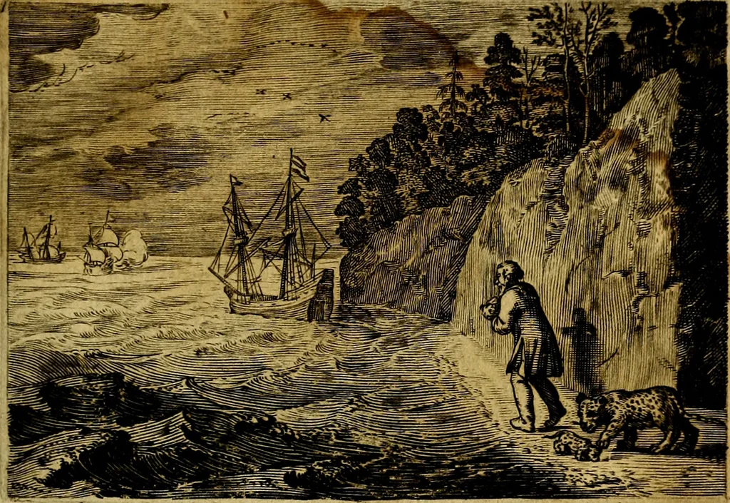 An illustration from Emblemata Florentii Schoonhovii, partim moralia, partim etiam civilia. Cum latiori eorundem ejusdem auctoris interpretatione. Accedunt et alia quædam poëmatia in alijs poëmatum suorum libris non contenta, 1618, leaf 98