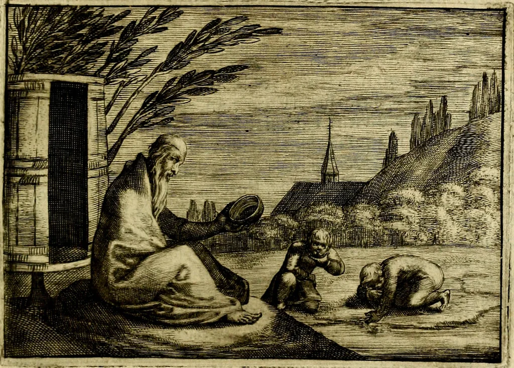 An illustration from Emblemata Florentii Schoonhovii, partim moralia, partim etiam civilia. Cum latiori eorundem ejusdem auctoris interpretatione. Accedunt et alia quædam poëmatia in alijs poëmatum suorum libris non contenta, 1618, leaf 140