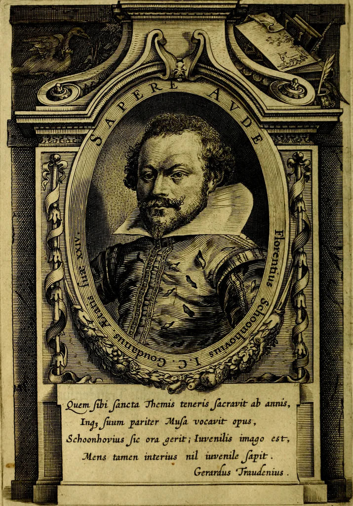 An illustration from Emblemata Florentii Schoonhovii, partim moralia, partim etiam civilia. Cum latiori eorundem ejusdem auctoris interpretatione. Accedunt et alia quædam poëmatia in alijs poëmatum suorum libris non contenta, 1618, leaf 15
