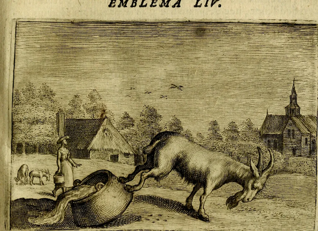 An illustration from Emblemata Florentii Schoonhovii, partim moralia, partim etiam civilia. Cum latiori eorundem ejusdem auctoris interpretatione. Accedunt et alia quædam poëmatia in alijs poëmatum suorum libris non contenta, 1618, leaf 176