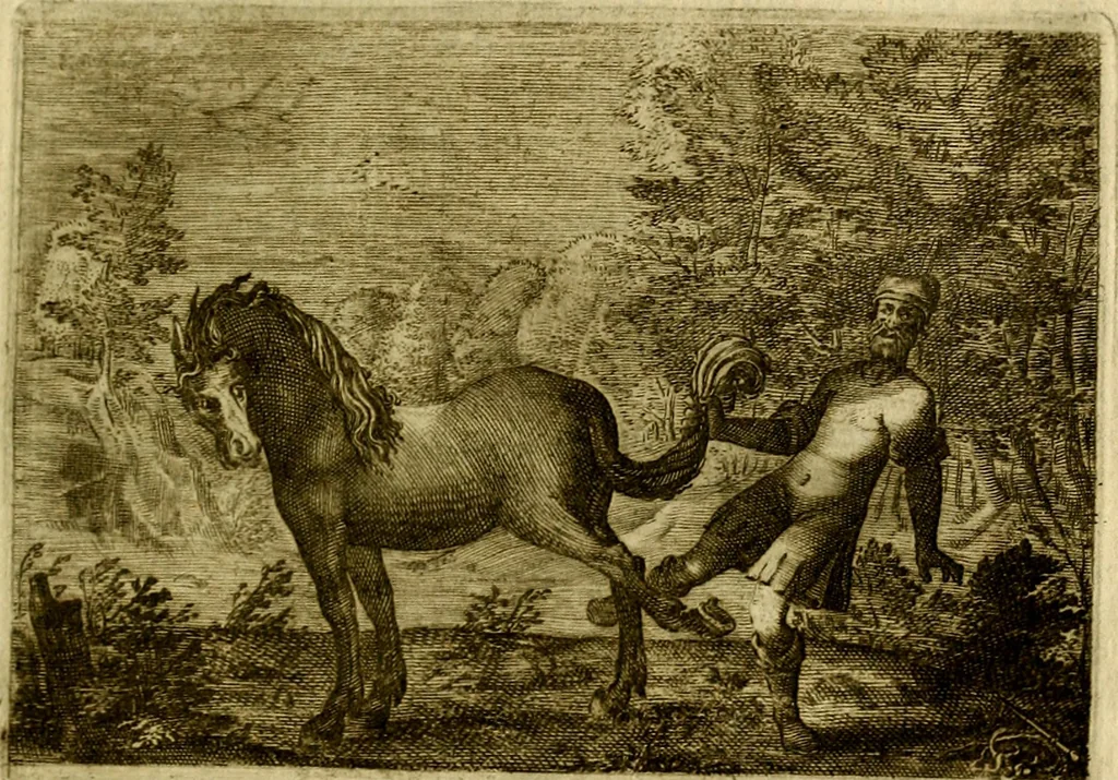 An illustration from Emblemata Florentii Schoonhovii, partim moralia, partim etiam civilia. Cum latiori eorundem ejusdem auctoris interpretatione. Accedunt et alia quædam poëmatia in alijs poëmatum suorum libris non contenta, 1618, leaf 186