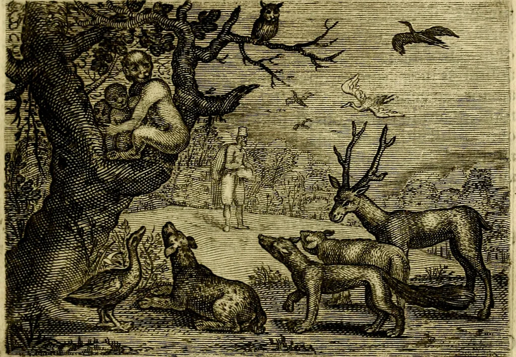 An illustration from Emblemata Florentii Schoonhovii, partim moralia, partim etiam civilia. Cum latiori eorundem ejusdem auctoris interpretatione. Accedunt et alia quædam poëmatia in alijs poëmatum suorum libris non contenta, 1618, leaf 196