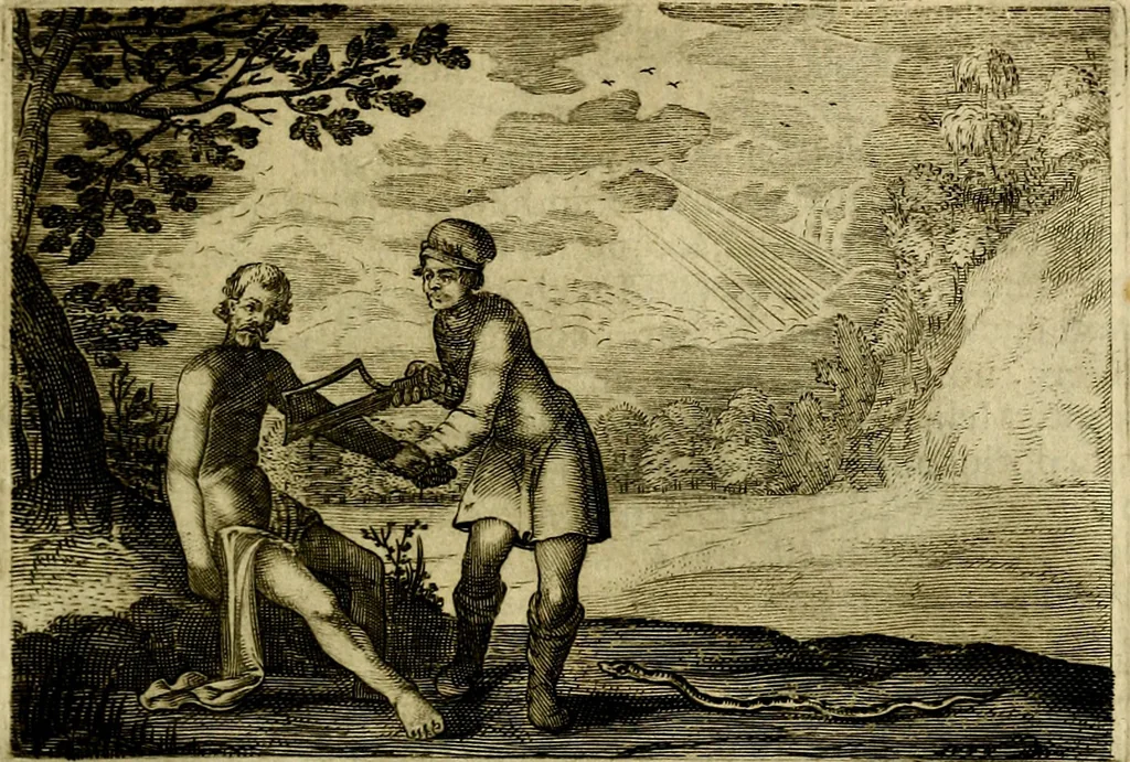 An illustration from Emblemata Florentii Schoonhovii, partim moralia, partim etiam civilia. Cum latiori eorundem ejusdem auctoris interpretatione. Accedunt et alia quædam poëmatia in alijs poëmatum suorum libris non contenta, 1618, leaf 212