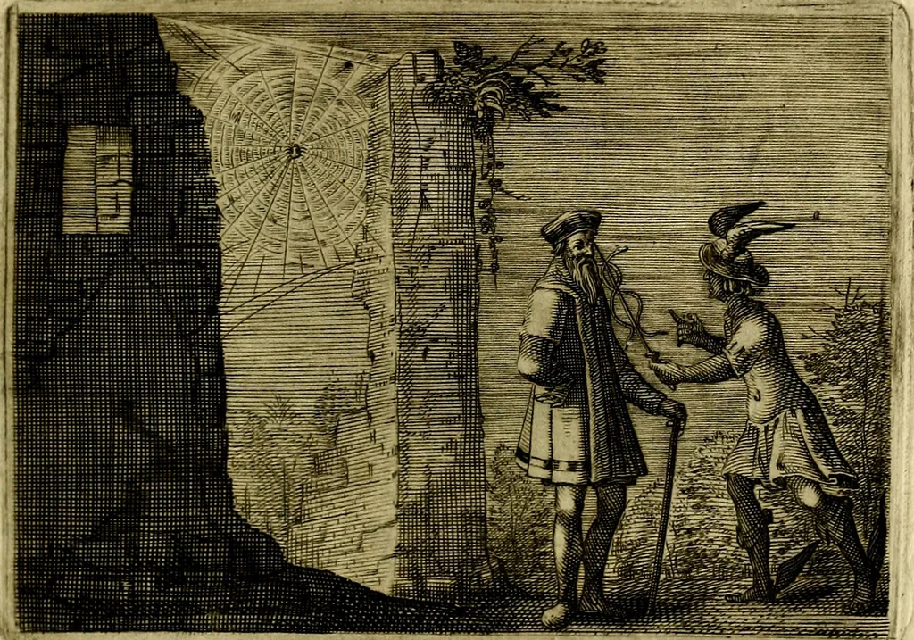 An illustration from Emblemata Florentii Schoonhovii, partim moralia, partim etiam civilia. Cum latiori eorundem ejusdem auctoris interpretatione. Accedunt et alia quædam poëmatia in alijs poëmatum suorum libris non contenta, 1618, leaf 216