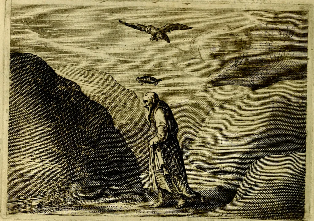 An illustration from Emblemata Florentii Schoonhovii, partim moralia, partim etiam civilia. Cum latiori eorundem ejusdem auctoris interpretatione. Accedunt et alia quædam poëmatia in alijs poëmatum suorum libris non contenta, 1618, leaf 43