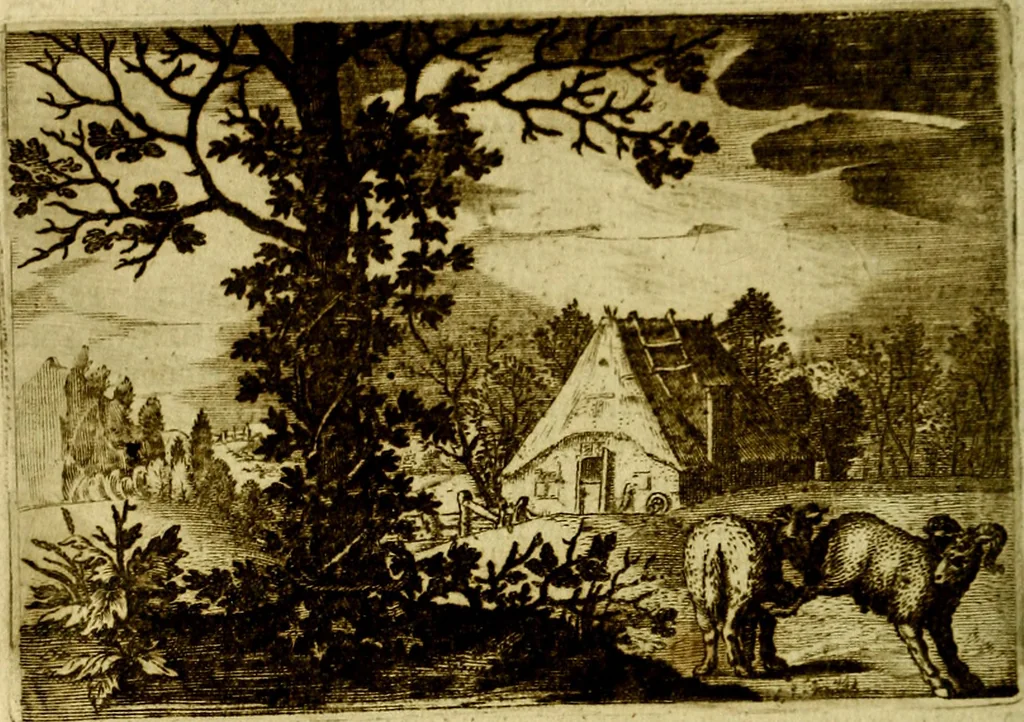 An illustration from Emblemata Florentii Schoonhovii, partim moralia, partim etiam civilia. Cum latiori eorundem ejusdem auctoris interpretatione. Accedunt et alia quædam poëmatia in alijs poëmatum suorum libris non contenta, 1618, leaf 57