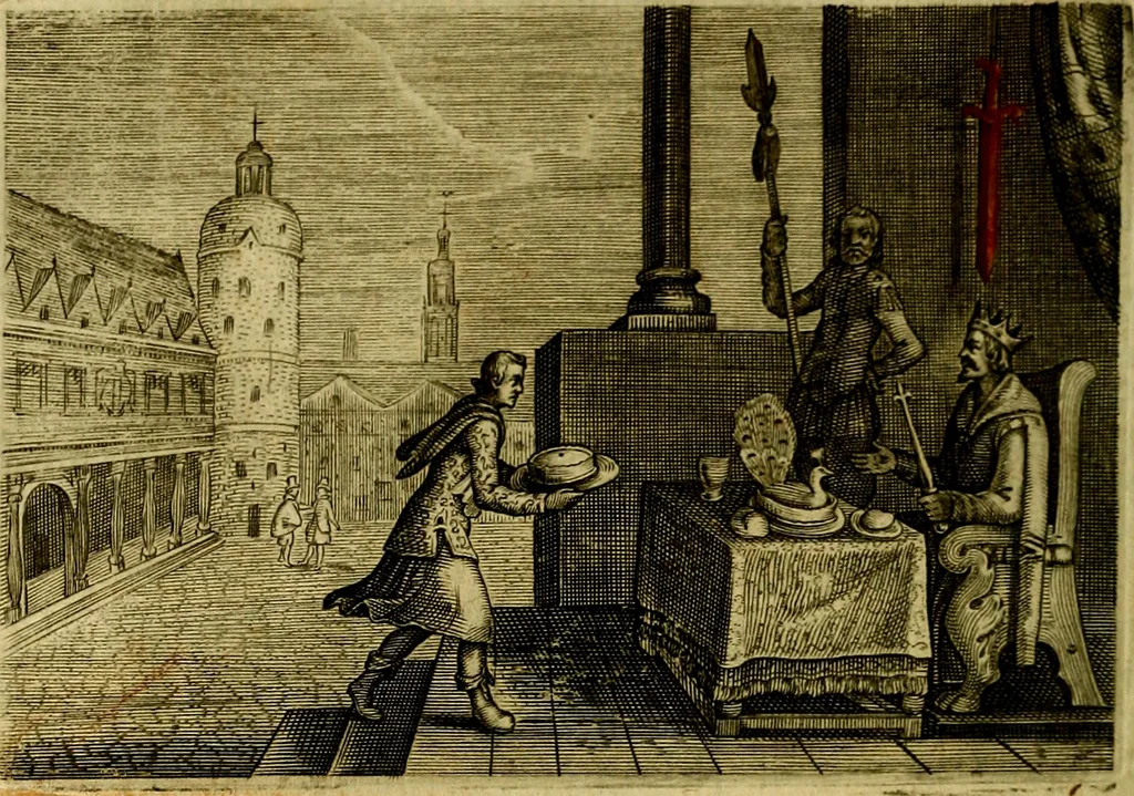 An illustration from Emblemata Florentii Schoonhovii, partim moralia, partim etiam civilia. Cum latiori eorundem ejusdem auctoris interpretatione. Accedunt et alia quædam poëmatia in alijs poëmatum suorum libris non contenta, 1618, leaf 95