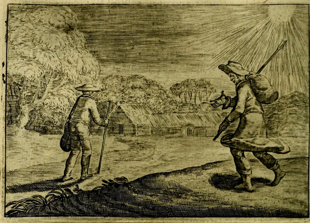 An illustration from Emblemata Florentii Schoonhovii ... partim moralia partim etiam civilia. Cum latiori eorundem ejusdem Auctoris interpretatione. Accedunt et alia quaedam poëmatia in alijs poem̈atum suonum libris non contenta, 1648, leaf 117