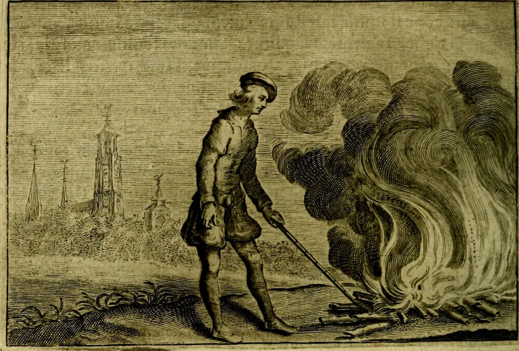 An illustration from Emblemata Florentii Schoonhovii ... partim moralia partim etiam civilia. Cum latiori eorundem ejusdem Auctoris interpretatione. Accedunt et alia quaedam poëmatia in alijs poem̈atum suonum libris non contenta, 1648, leaf 137