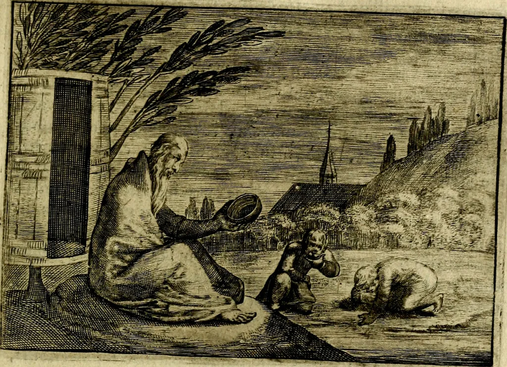 An illustration from Emblemata Florentii Schoonhovii ... partim moralia partim etiam civilia. Cum latiori eorundem ejusdem Auctoris interpretatione. Accedunt et alia quaedam poëmatia in alijs poem̈atum suonum libris non contenta, 1648, leaf 140