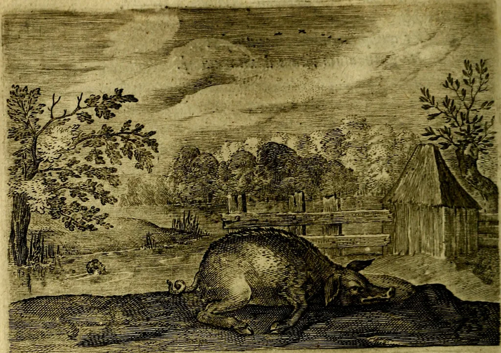 An illustration from Emblemata Florentii Schoonhovii ... partim moralia partim etiam civilia. Cum latiori eorundem ejusdem Auctoris interpretatione. Accedunt et alia quaedam poëmatia in alijs poem̈atum suonum libris non contenta, 1648, leaf 143