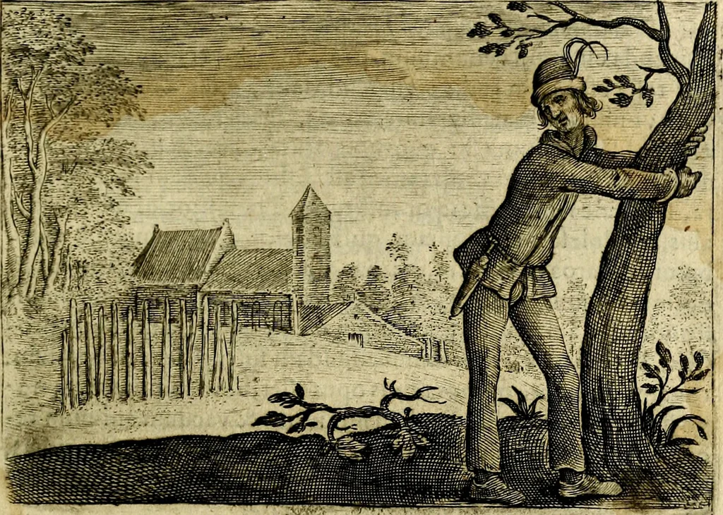 An illustration from Emblemata Florentii Schoonhovii ... partim moralia partim etiam civilia. Cum latiori eorundem ejusdem Auctoris interpretatione. Accedunt et alia quaedam poëmatia in alijs poem̈atum suonum libris non contenta, 1648, leaf 154