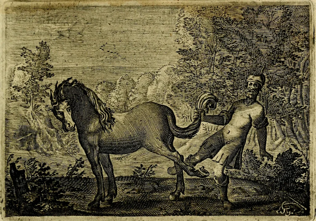 An illustration from Emblemata Florentii Schoonhovii ... partim moralia partim etiam civilia. Cum latiori eorundem ejusdem Auctoris interpretatione. Accedunt et alia quaedam poëmatia in alijs poem̈atum suonum libris non contenta, 1648, leaf 186