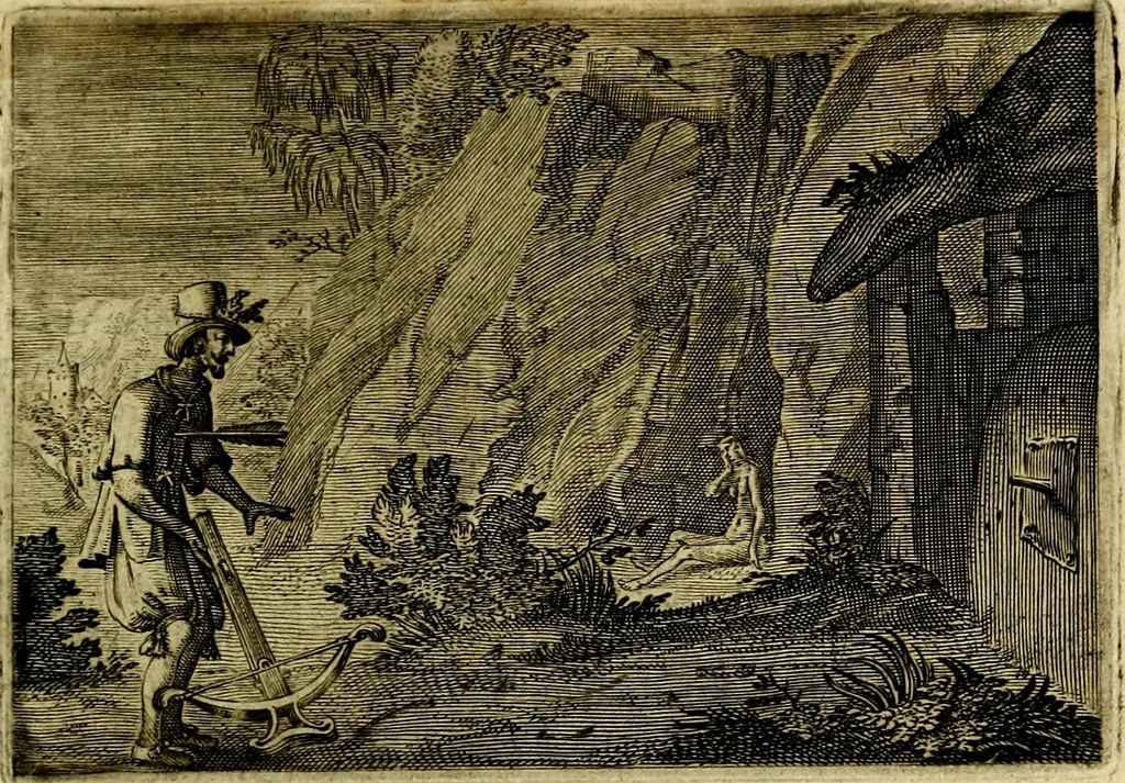 An illustration from Emblemata Florentii Schoonhovii ... partim moralia partim etiam civilia. Cum latiori eorundem ejusdem Auctoris interpretatione. Accedunt et alia quaedam poëmatia in alijs poem̈atum suonum libris non contenta, 1648, leaf 202