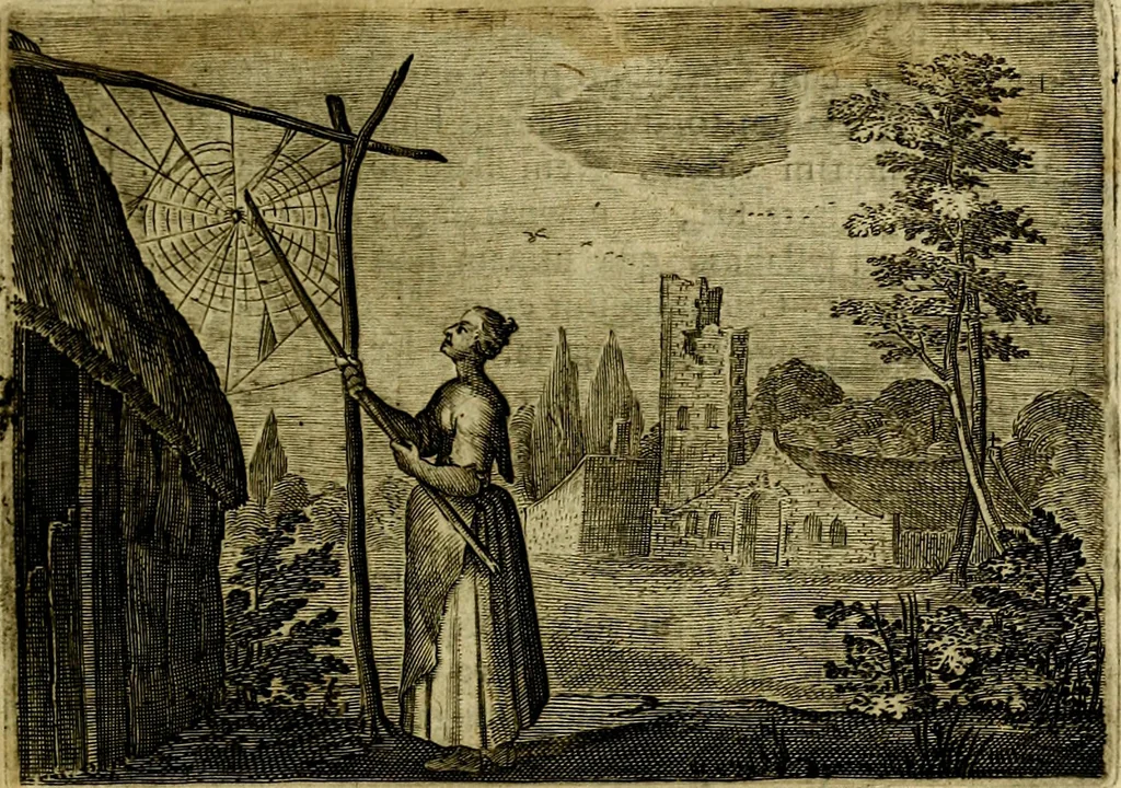 An illustration from Emblemata Florentii Schoonhovii ... partim moralia partim etiam civilia. Cum latiori eorundem ejusdem Auctoris interpretatione. Accedunt et alia quaedam poëmatia in alijs poem̈atum suonum libris non contenta, 1648, leaf 206