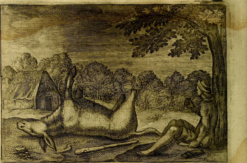 An illustration from Emblemata Florentii Schoonhovii ... partim moralia partim etiam civilia. Cum latiori eorundem ejusdem Auctoris interpretatione. Accedunt et alia quaedam poëmatia in alijs poem̈atum suonum libris non contenta, 1648, leaf 209