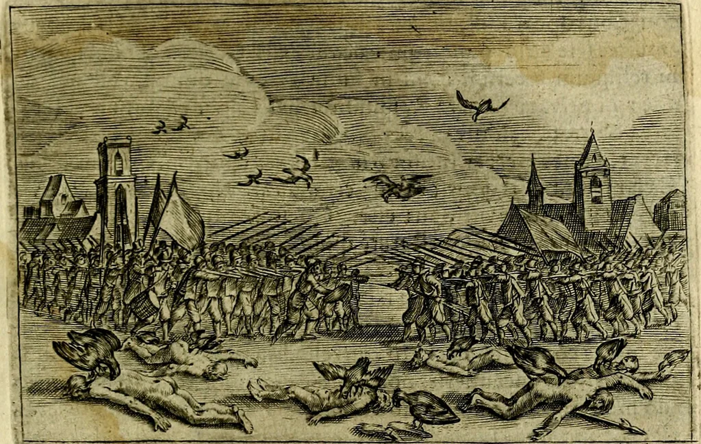 An illustration from Emblemata Florentii Schoonhovii ... partim moralia partim etiam civilia. Cum latiori eorundem ejusdem Auctoris interpretatione. Accedunt et alia quaedam poëmatia in alijs poem̈atum suonum libris non contenta, 1648, leaf 28