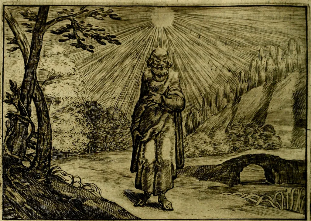 An illustration from Emblemata Florentii Schoonhovii ... partim moralia partim etiam civilia. Cum latiori eorundem ejusdem Auctoris interpretatione. Accedunt et alia quaedam poëmatia in alijs poem̈atum suonum libris non contenta, 1648, leaf 85