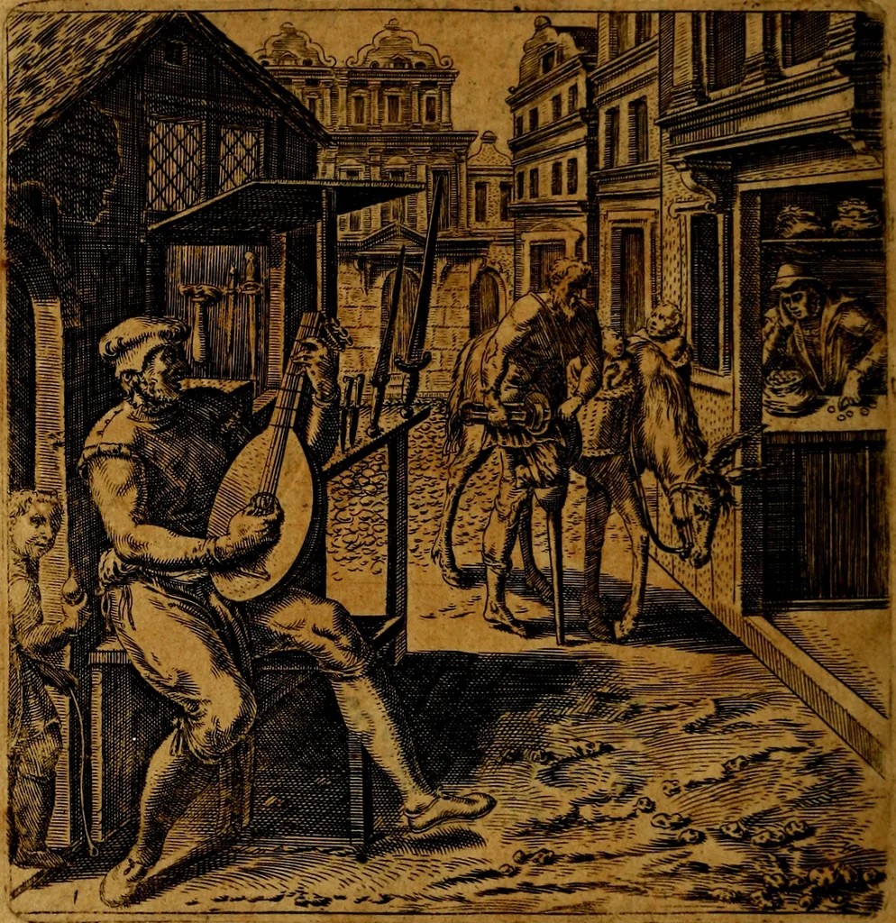 An illustration from Emblemata moralia, et oeconomica, de rervm vsv et abvsv, olim inventa et Belgicis rithmis explicata à Theodoro Cornhertio rerum politicarum auo tempore, inter Belgas peritissimo; nunc verò varijs carminum generibus recens illustrata à Richardo Lubbaeo Broeckmerio Frisio .., 1609, leaf 5