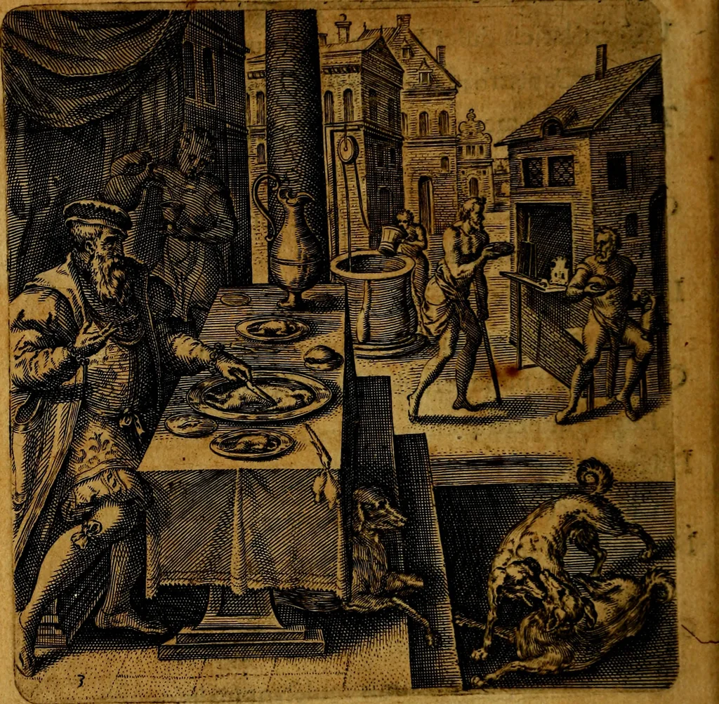 An illustration from Emblemata moralia, et oeconomica, de rervm vsv et abvsv, olim inventa et Belgicis rithmis explicata à Theodoro Cornhertio rerum politicarum auo tempore, inter Belgas peritissimo; nunc verò varijs carminum generibus recens illustrata à Richardo Lubbaeo Broeckmerio Frisio .., 1609, leaf 9