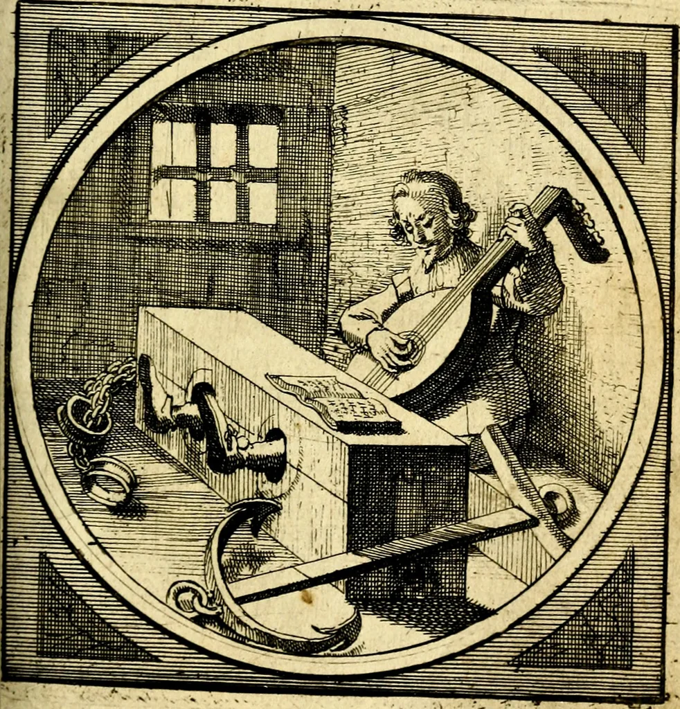 An illustration from Emblemata moralia nova, das ist: achtzig Sinnreiche nachdenckliche Figuren auss heyliger Schrifft in Kupfferstücken fürgestellet, worinnen schöne Anweisungen zu wahrer Gottesforcht begrieffen ... mit Lateinischen und Teutschen, nachmals aber von M.C.R. mit Frantzösischen und Italianischen Versen erkläret .., 1630, leaf 158