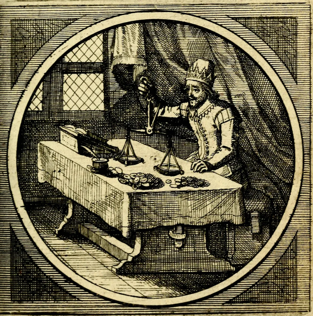 An illustration from Emblemata moralia nova, das ist: achtzig Sinnreiche nachdenckliche Figuren auss heyliger Schrifft in Kupfferstücken fürgestellet, worinnen schöne Anweisungen zu wahrer Gottesforcht begrieffen ... mit Lateinischen und Teutschen, nachmals aber von M.C.R. mit Frantzösischen und Italianischen Versen erkläret .., 1630, leaf 194