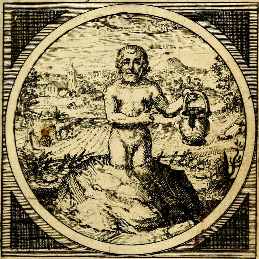 An illustration from Emblemata moralia nova, das ist: achtzig Sinnreiche nachdenckliche Figuren auss heyliger Schrifft in Kupfferstücken fürgestellet, worinnen schöne Anweisungen zu wahrer Gottesforcht begrieffen ... mit Lateinischen und Teutschen, nachmals aber von M.C.R. mit Frantzösischen und Italianischen Versen erkläret .., 1630, leaf 38
